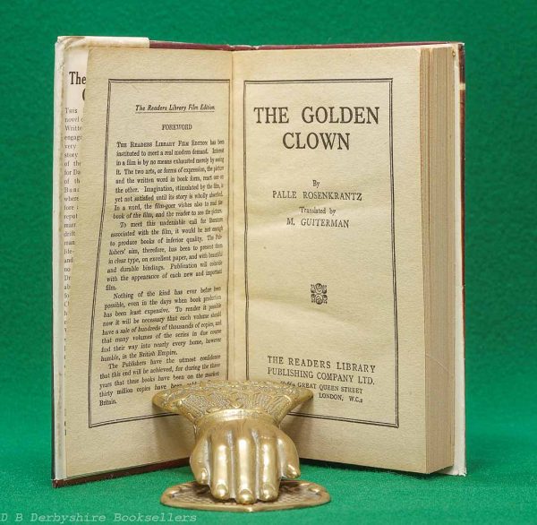 The Golden Clown | Palle Rosenkrantz | Readers Library, [1927] | Film Tie-in