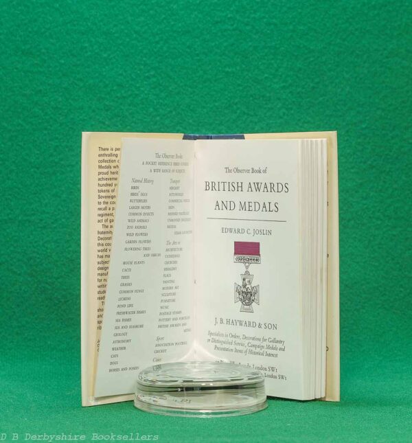 The Observer's Book of British Awards and Medals by Edward C. Joslin | Frederick Warne & Co. Ltd / J. B. Hayward & Son, 1st edition 1974 | Hayward Variant