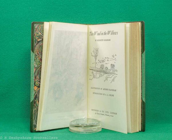 The Wind in the Willows by Kenneth Grahame | Methuen & Co. Ltd, reprint 1956 | introduction by A. A. Milne | illustrated by Arthur Rackham | Zaehnsdorf Leather Binding The Wind in the Willows by Kenneth Grahame | Methuen & Co. Ltd, reprint 1956 | introduction by A. A. Milne | illustrated by Arthur Rackham | Zaehnsdorf Leather Binding